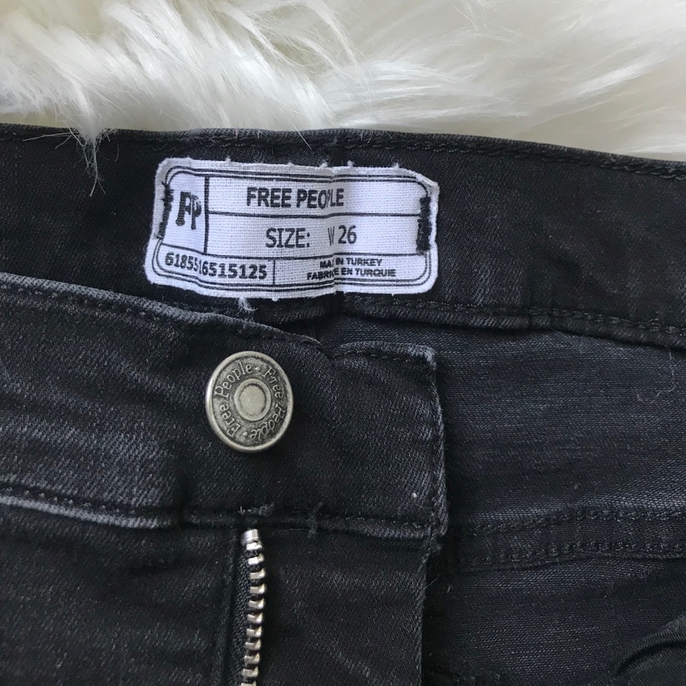 free people black distressed jeans size 26 - Picture 6 of 7